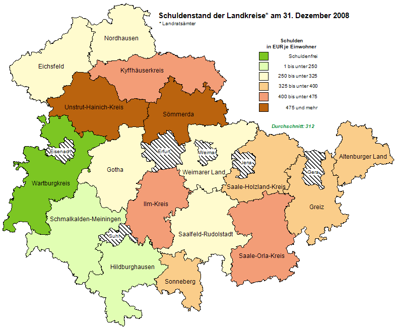 130 schuldenfreie Gemeinden in Thüringen