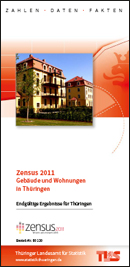 Titelbild der Veröffentlichung „Faltblatt "Zensus 2011 - Gebude und Wohnungen in Thringen - Endgltige Ergebnisse fr Thringen"“